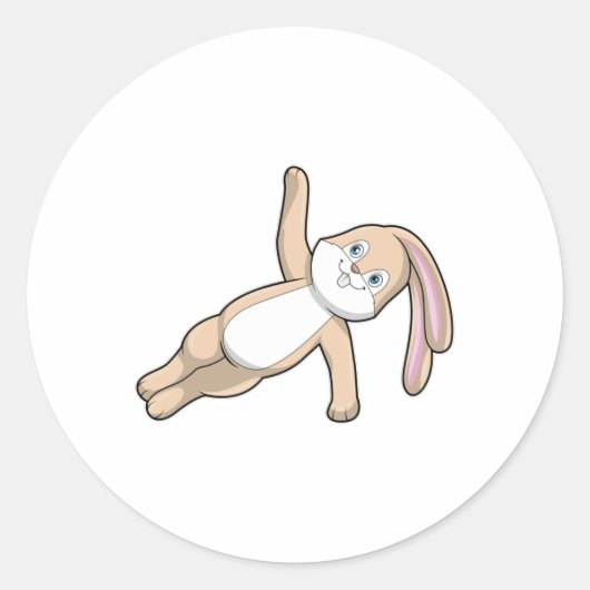 Bunny bij Yoga Stretching Ronde Sticker (Voorkant)