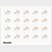 Bunny bij Yoga Stretching Vierkante Sticker (Vel)