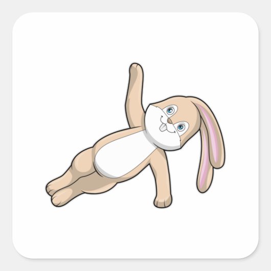Bunny bij Yoga Stretching Vierkante Sticker (Voorkant)