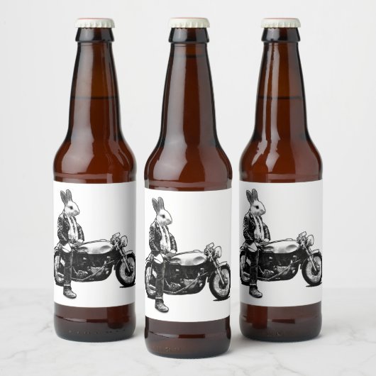 Bunny biker bier etiket (Flessen)
