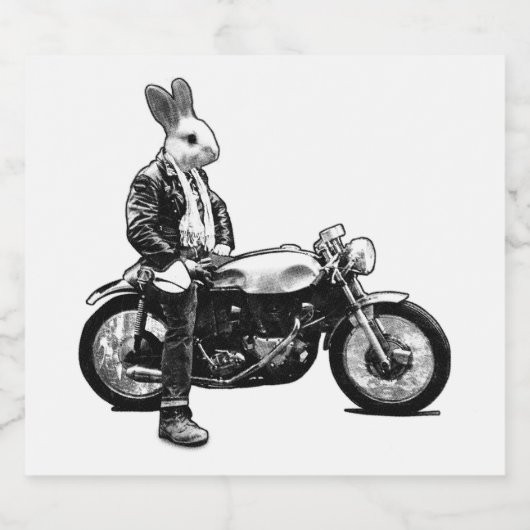 Bunny biker bier etiket (Enkel label)