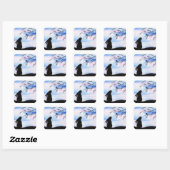 Bunny & Bird Aquarel Silhouet Vierkante Sticker (Vel)
