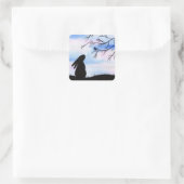Bunny & Bird Aquarel Silhouet Vierkante Sticker (Tas)