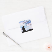 Bunny & Bird Aquarel Silhouet Vierkante Sticker (Envelop)