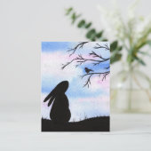  Bunny & Bird Aquarel Silhouette Kaart (Staand voorkant)