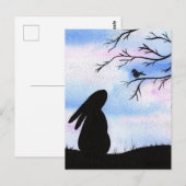  Bunny & Bird Aquarel Silhouette Kaart (Voorkant / Achterkant)