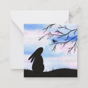 Bunny & Bird Aquarel Silhouette Kaart Notitiekaartje