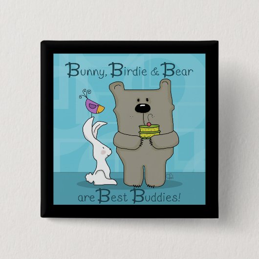 Bunny, Birdie en Beer- Beste Buddies Vierkante Button 5,1 Cm (Voorkant)