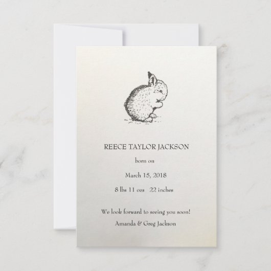 Bunny Birth Announcement, Klassiek, Traditioneel Aankondiging (Voorkant)
