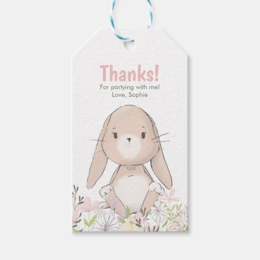 Bunny Birthday Bedankt labels | Favoriete labels Cadeaulabel (Voorkant)