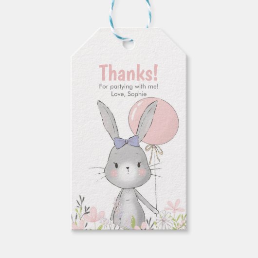 Bunny Birthday Bedankt labels | Favoriete labels Cadeaulabel (Voorkant)