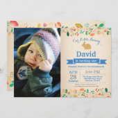 Bunny Birthday Boy Easter 1st First Birthday Kaart (Voorkant / Achterkant)