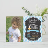 Bunny Birthday Boy Easter 1st First Birthday Kaart (Staand voorkant)