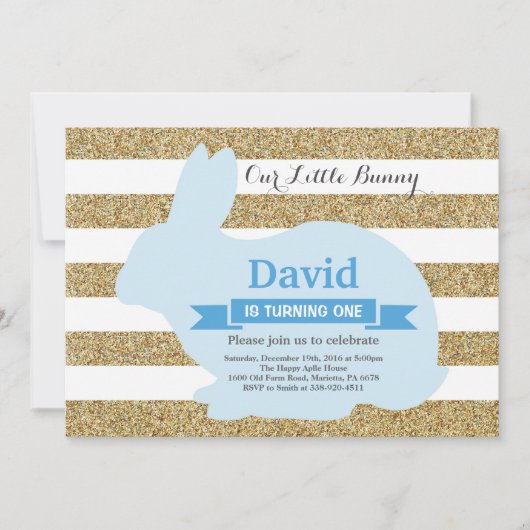 Bunny Birthday Boy Easter 1st First Birthday Kaart (Voorkant)