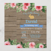 Bunny Birthday Boy Easter 1st First Birthday Kaart (Voorkant / Achterkant)