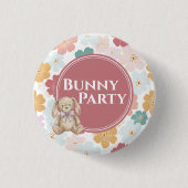 Bunny Birthday Button Cute Bunny Party (Voorkant)