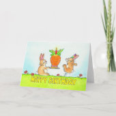 Bunny Birthday Cake Greeting Kaart (Voorkant)