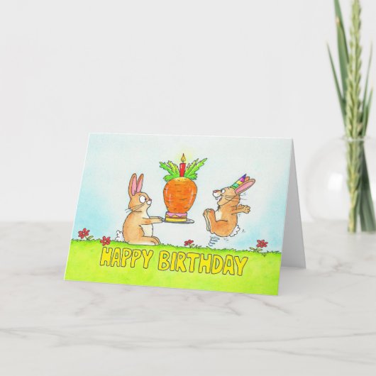 Bunny Birthday Cake Greeting Kaart (Voorkant)