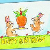 Bunny Birthday Cake Greeting Kaart