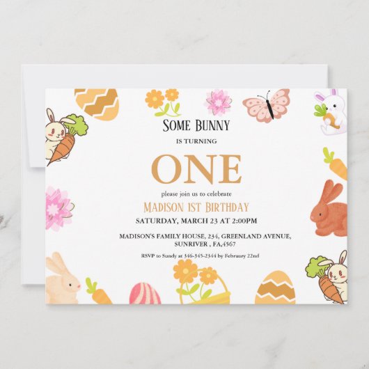 Bunny Birthday Easter 1st eerste verjaardag Kaart (Voorkant)