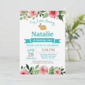 Bunny Birthday Girl Easter 1e verjaardag Kaart (Staand voorkant)