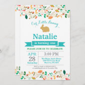 Bunny Birthday Girl Easter 1e verjaardag Kaart (Voorkant / Achterkant)