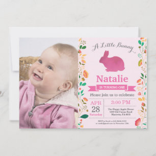 Bunny Birthday Girl Easter 1e verjaardag Kaart