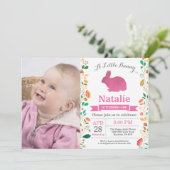 Bunny Birthday Girl Easter 1e verjaardag Kaart (Staand voorkant)