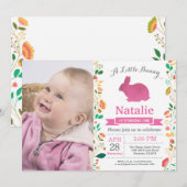 Bunny Birthday Girl Easter 1e verjaardag Kaart (Voorkant / Achterkant)