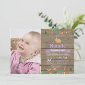 Bunny Birthday Girl Easter 1e verjaardag Kaart (Staand voorkant)