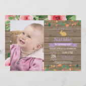 Bunny Birthday Girl Easter 1e verjaardag Kaart (Voorkant / Achterkant)