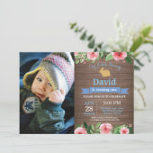 Bunny Birthday Girl Easter 1e verjaardag Kaart (Staand voorkant)