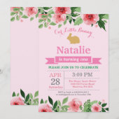 Bunny Birthday Girl Easter 1e verjaardag Kaart (Voorkant / Achterkant)