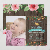 Bunny Birthday Girl Easter 1e verjaardag Kaart (Voorkant / Achterkant)