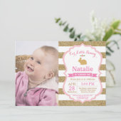 Bunny Birthday Girl Easter 1e verjaardag Kaart (Staand voorkant)