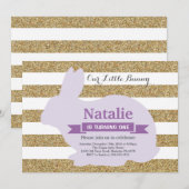 Bunny Birthday Girl Easter 1e verjaardag Kaart (Voorkant / Achterkant)