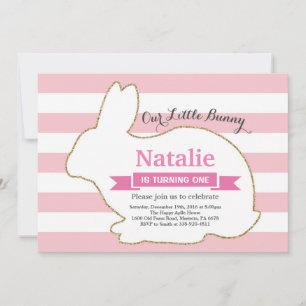 Bunny Birthday Girl Easter 1e verjaardag Kaart