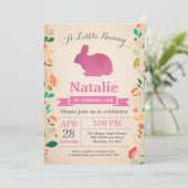 Bunny Birthday Girl Easter 1e verjaardag Kaart (Staand voorkant)