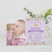 Bunny Birthday Girl Easter 1e verjaardag Kaart (Staand voorkant)