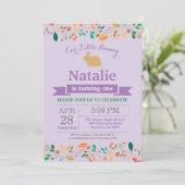 Bunny Birthday Girl Easter 1e verjaardag Kaart (Staand voorkant)