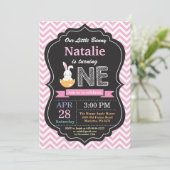 Bunny Birthday Girl Easter 1e verjaardag Kaart (Staand voorkant)