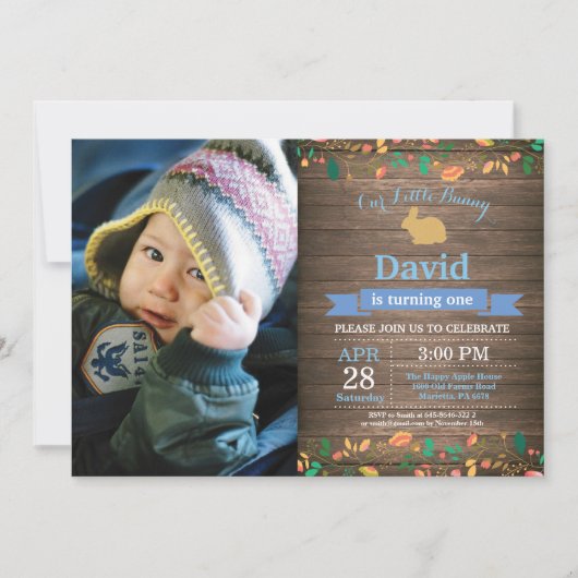 Bunny Birthday Girl Easter 1e verjaardag Kaart (Voorkant)