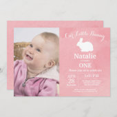 Bunny Birthday Girl Easter 1e verjaardag Kaart (Voorkant / Achterkant)