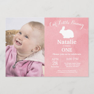 Bunny Birthday Girl Easter 1e verjaardag Kaart