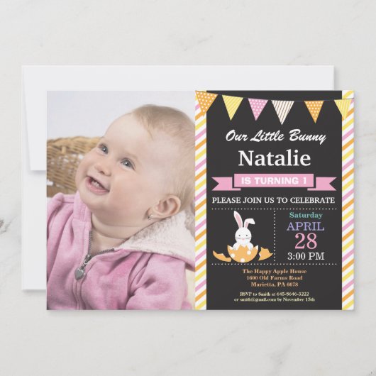 Bunny Birthday Girl Easter Birthday Kaart (Voorkant)