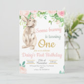 Bunny Birthday Invitation, 1st Birthday Invite Kaart (Staand voorkant)