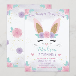 Bunny Birthday Invitation, Bunny Birthday Kaart
