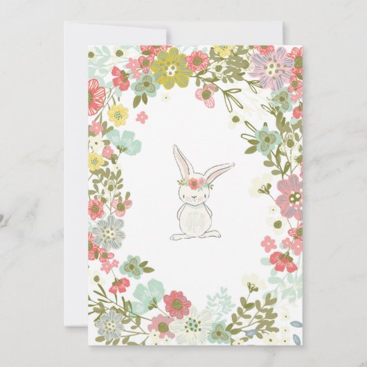 Bunny Birthday Invitation, Bunny First Birthday Kaart (Achterkant)