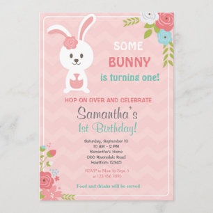 Bunny Birthday Invitation / Bunny Invitation Kaart