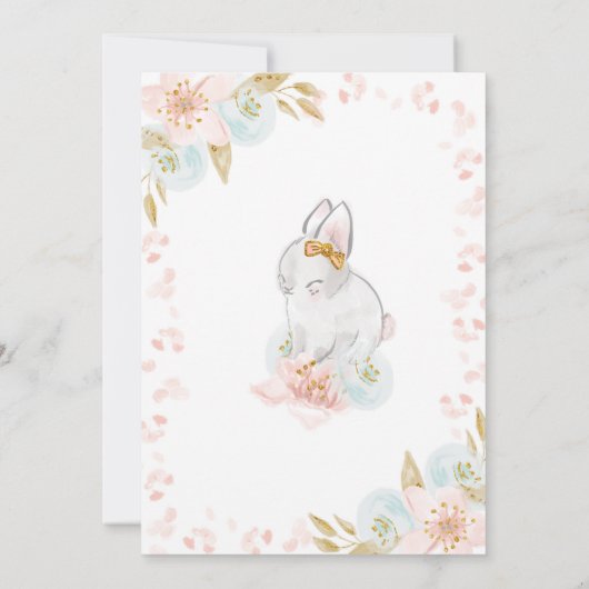 Bunny Birthday Invitation, Bunny Invitation Kaart (Achterkant)